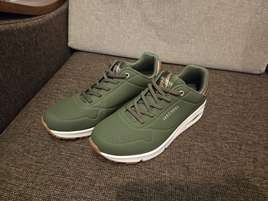 Sneakersy skechers uno shimmer away khaki 38