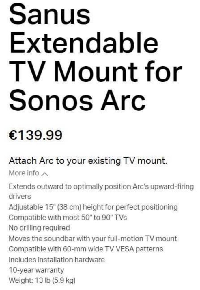 Suporte Sanus p/ Sonos Arc