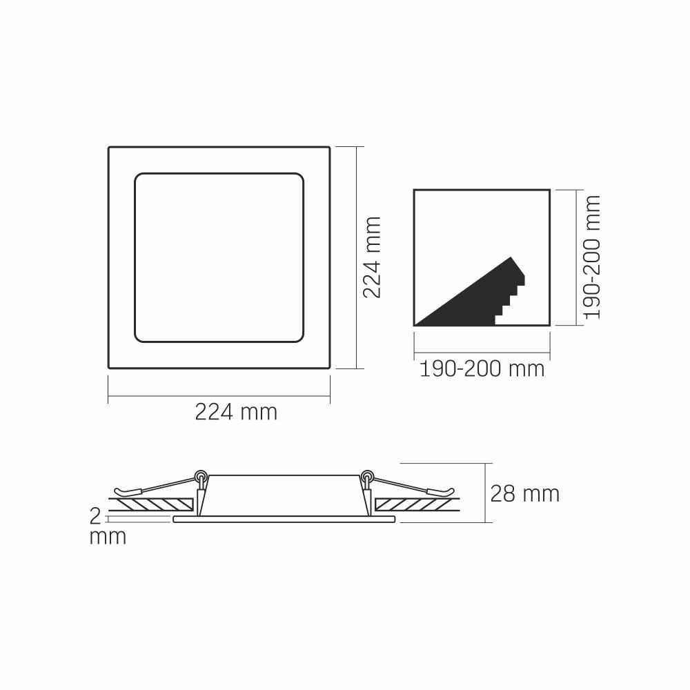 Oprawa podtynkowa wpuszczana downlight kwadrat biała 6W/12W/18W 4000K