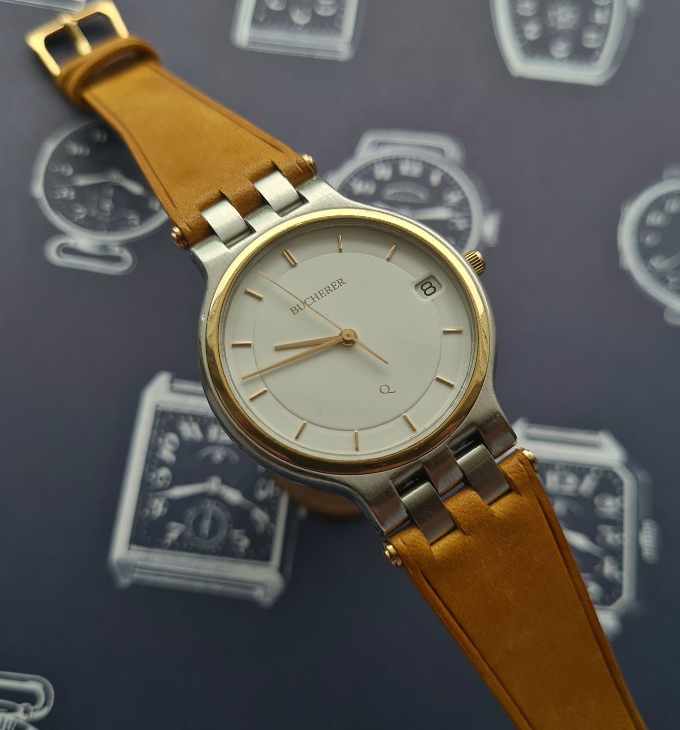 Bucherer zegarek szwajcarski swiss made kwarcowy stal zloto