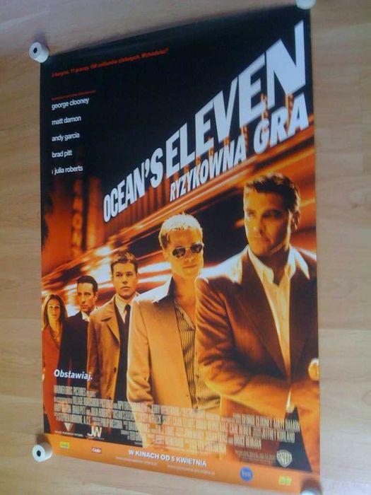 RYZYKOWNA GRA Oceans Eleven Oryg. Plakat Kinowy z 2001 r. Pitt Clooney