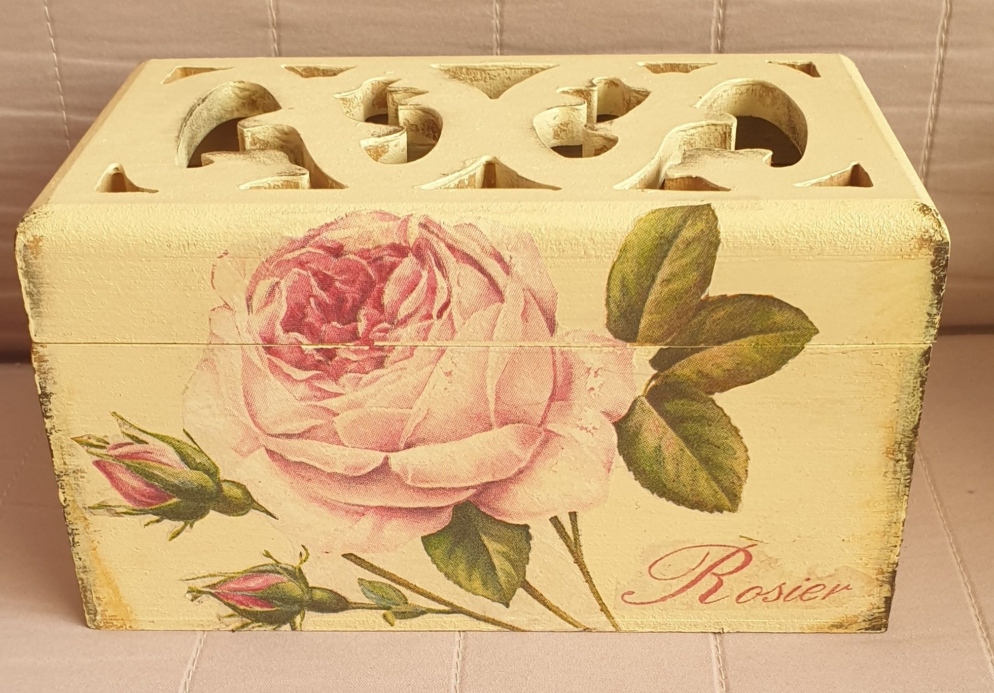 Decoupage szkatułka i chustecznik