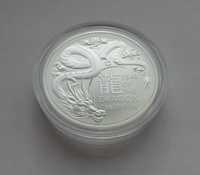 Монета год дракона 2024 серебро 999 пробы 1 унция Австралия RAM