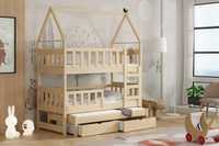 Łóżko dla 3 dzieci DOMEK OLA 188x81 - materace gratis !