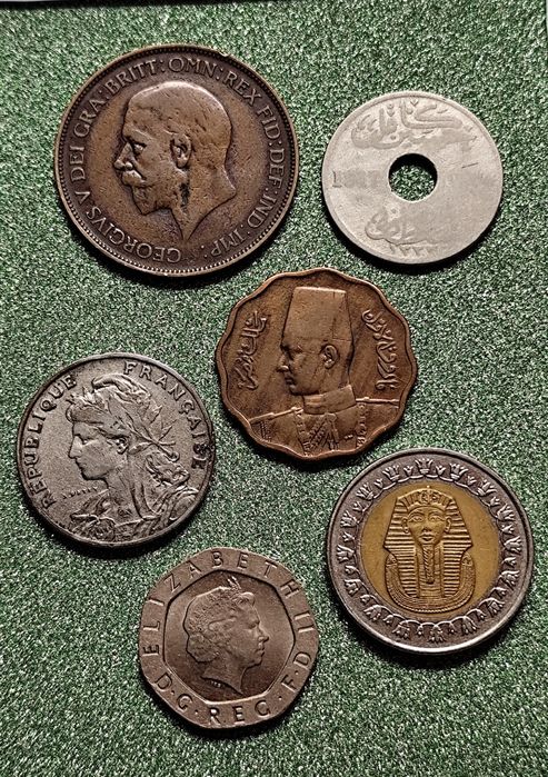 Франция, Швеция, Фарук Египет, Великобритания монета 1903, 1929, 1938