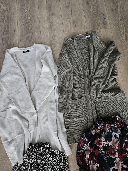 Paka ubrań Kardigany + sukienki damskie S