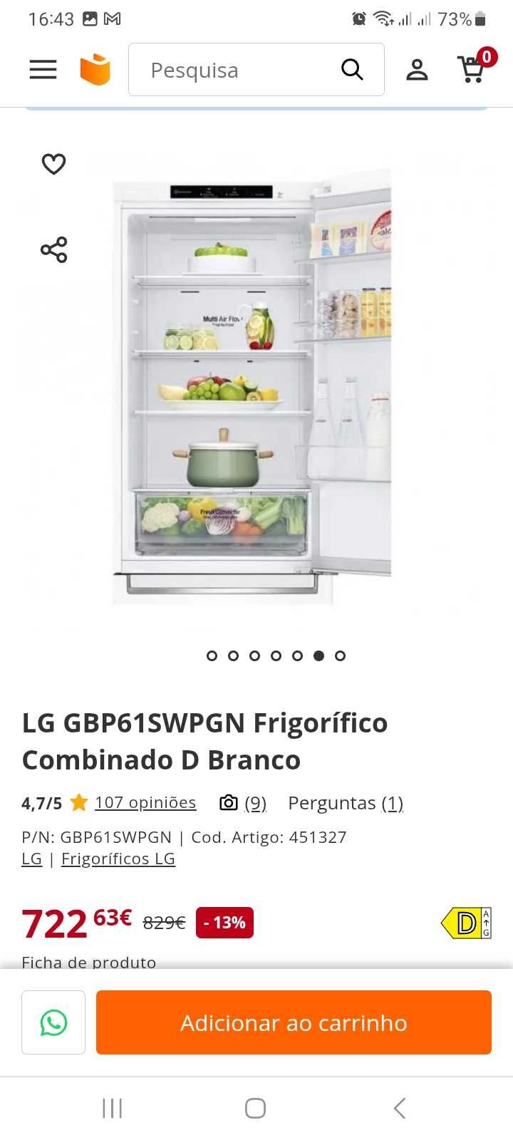 Frigorifico combinado LG novo embalado