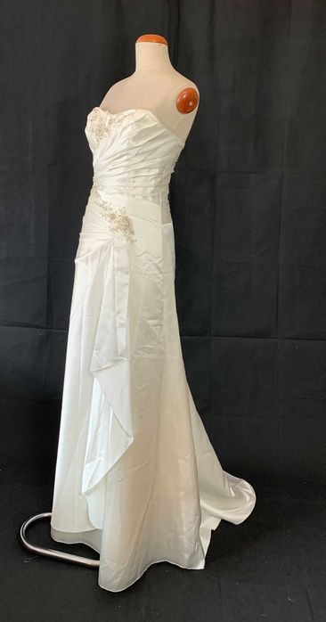 Nowa Suknia Ślubna Klasyczna Ivory M 38 Satyna Gorset Okazja Linia A