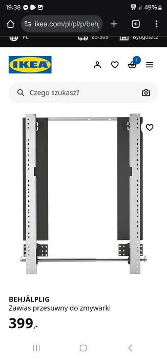 Zawias przesuwny do zmywarki Behjalplig IKEA