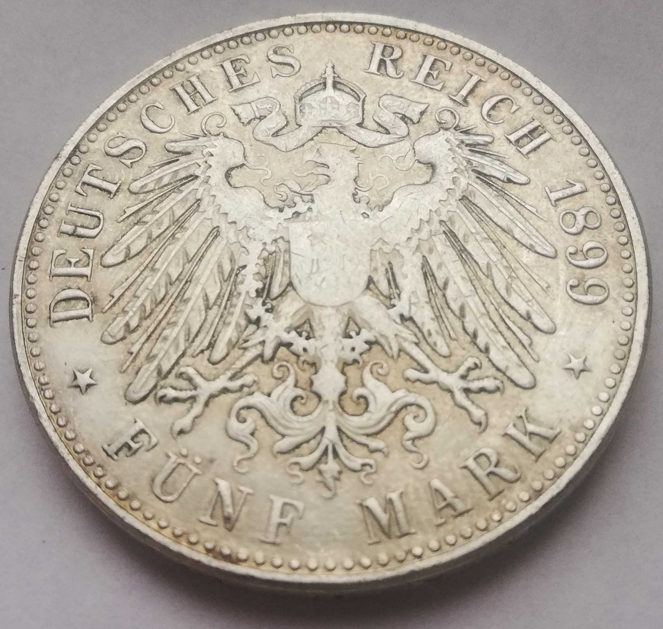 Cesarstwo Niemieckie 5 marek 1899 FRIEDRICH GROSHERZOG VON BADEN
G