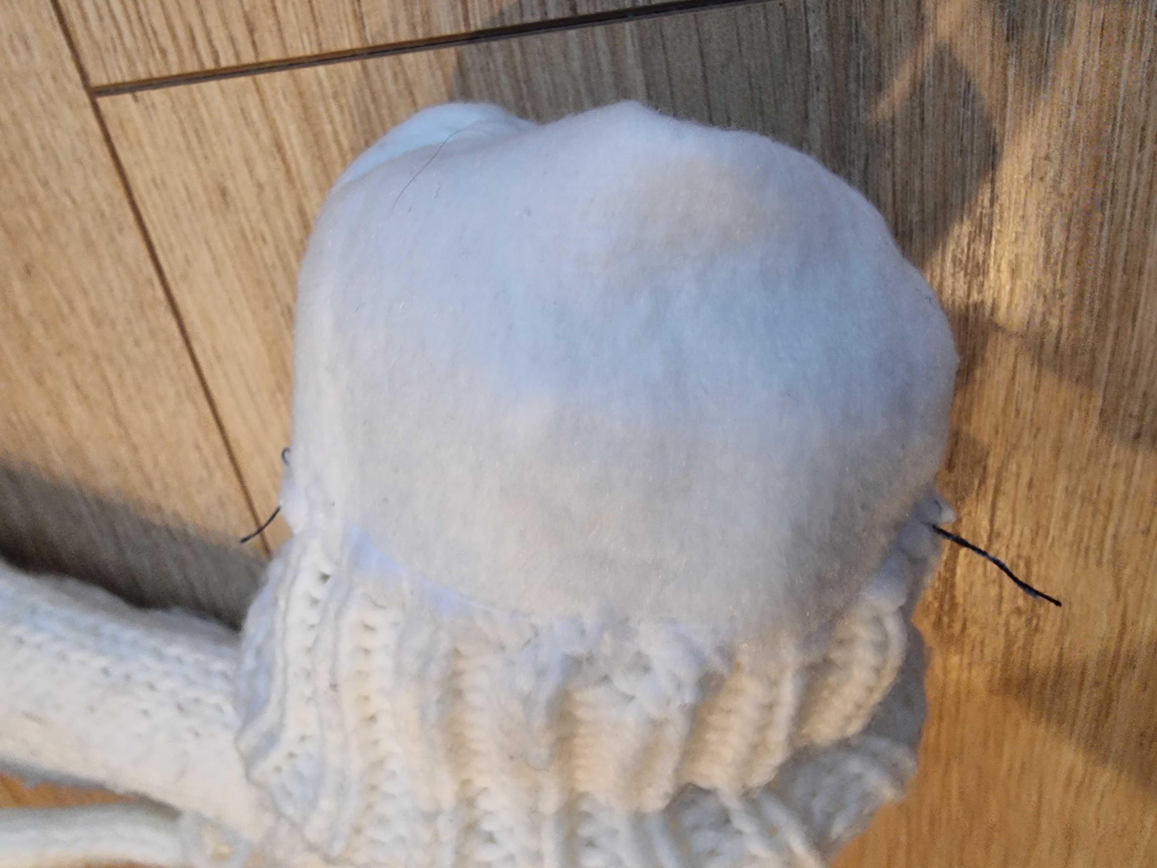 Rękawiczki dwupalczaste łapawice wełniane z ociepleniem białe