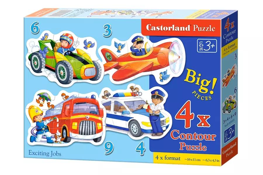 Puzzle konturowe 4 w 1. Ekscytujące prace. Castorland. Nowy Produkt