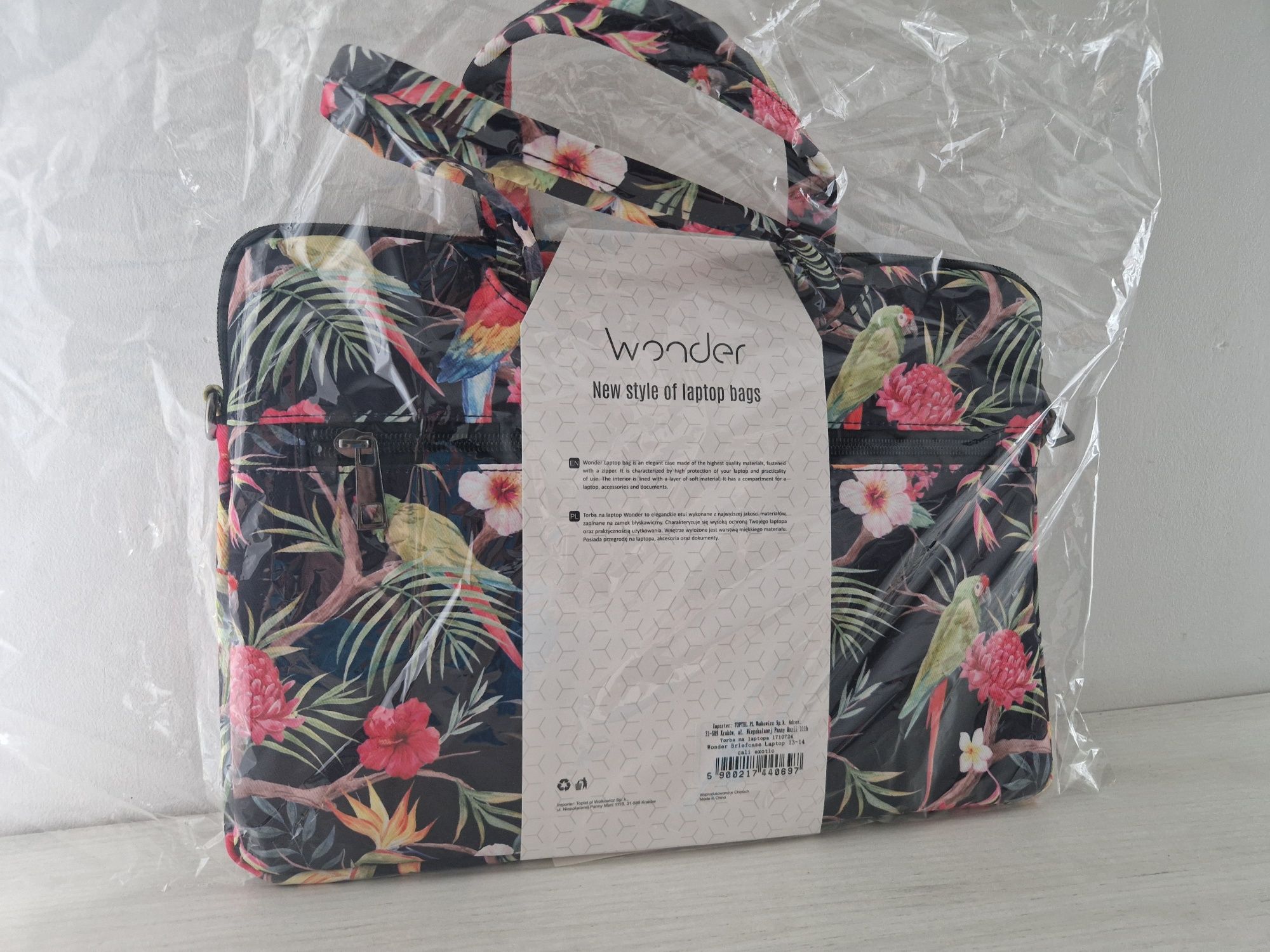 Torba Wonder Briefcase Laptop 13-14 cali czarne róże