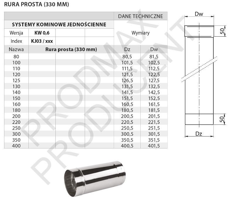 MEGA WYPRZEDAŻ!!! Rura kwasoodporna matowa 1mm fi 160 1mb PRODUCENT