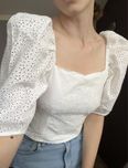 Блузка h&m кроше з воланами, бафами, льняна