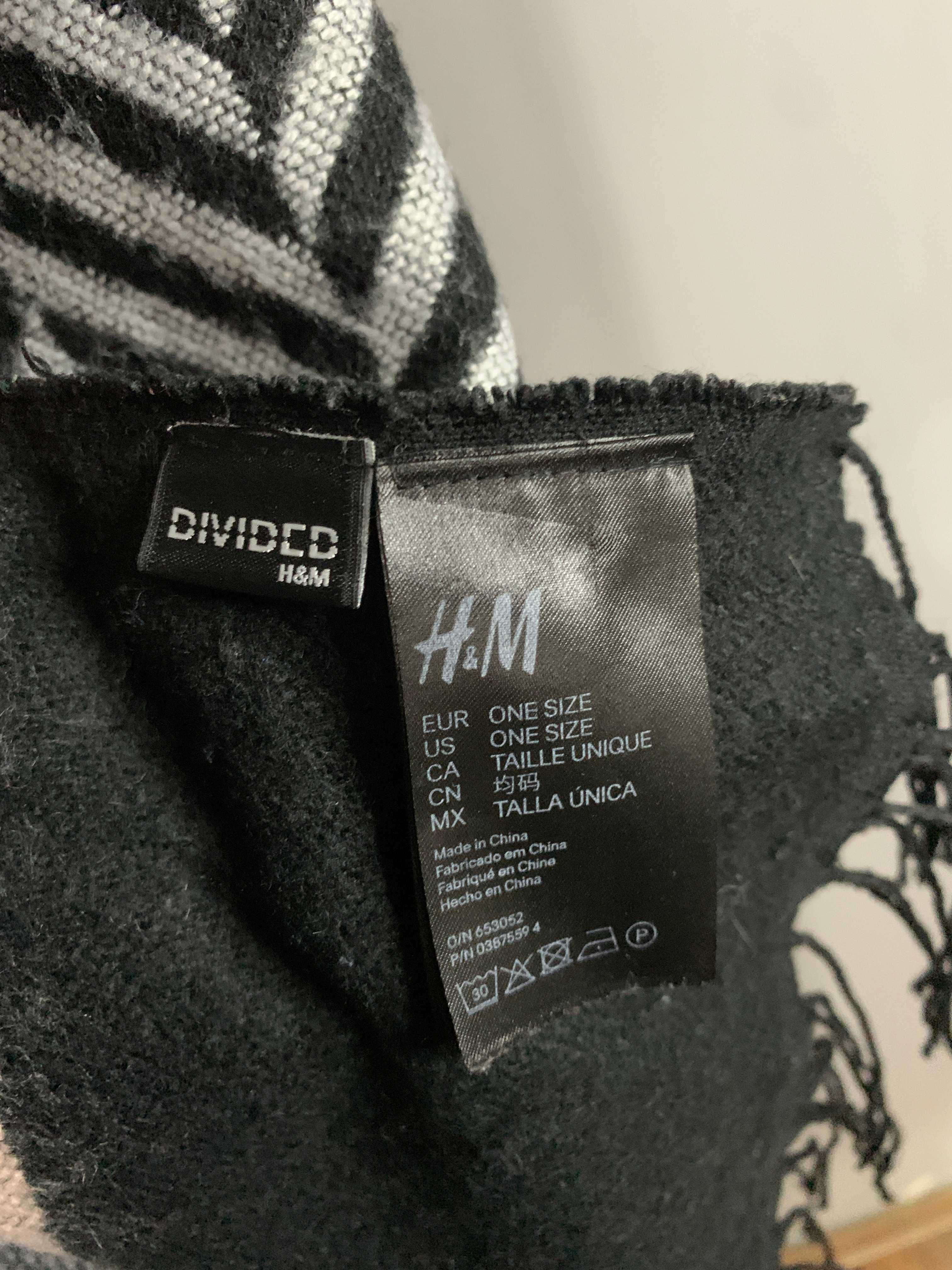 czarny szal szalik H&M 210x80 cm