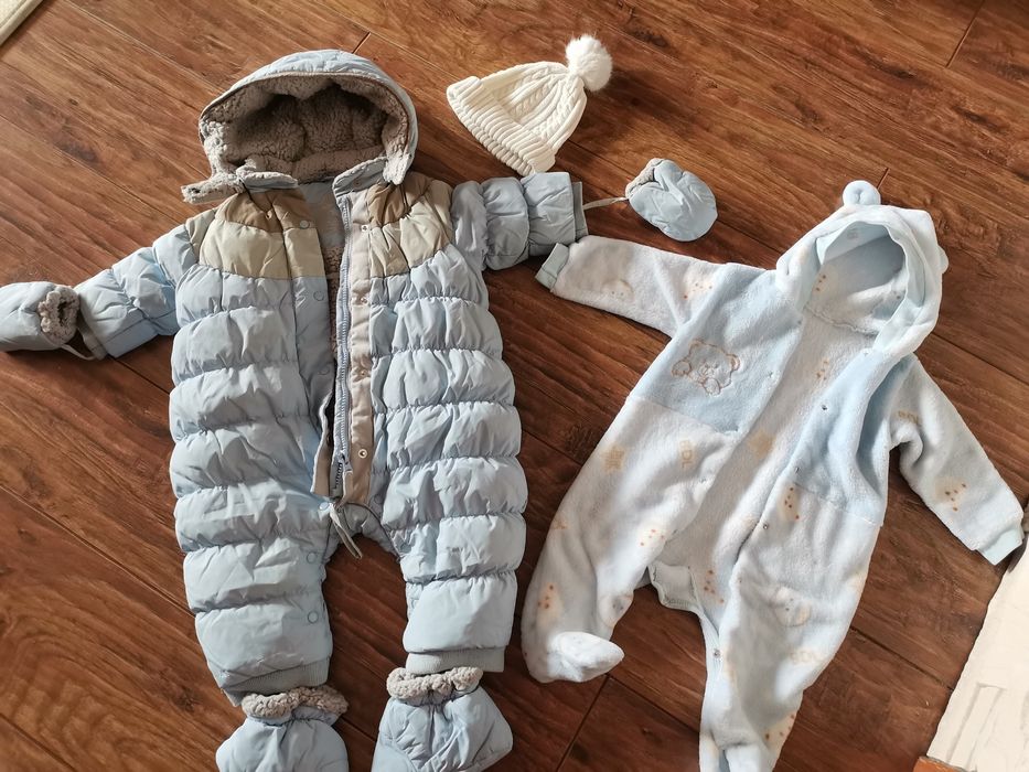2 Kombinezony dziecięce 9-12 mies.: ciepły i zimowy ocieplany