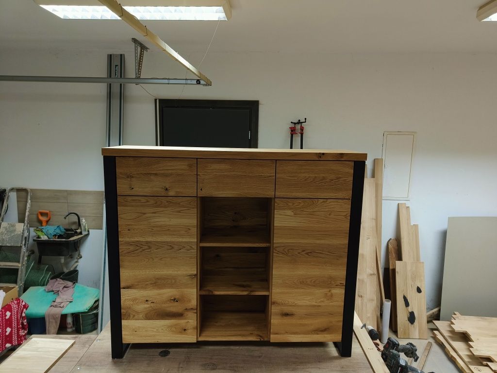 Komoda loft, lity dąb, szafka, Rtv
