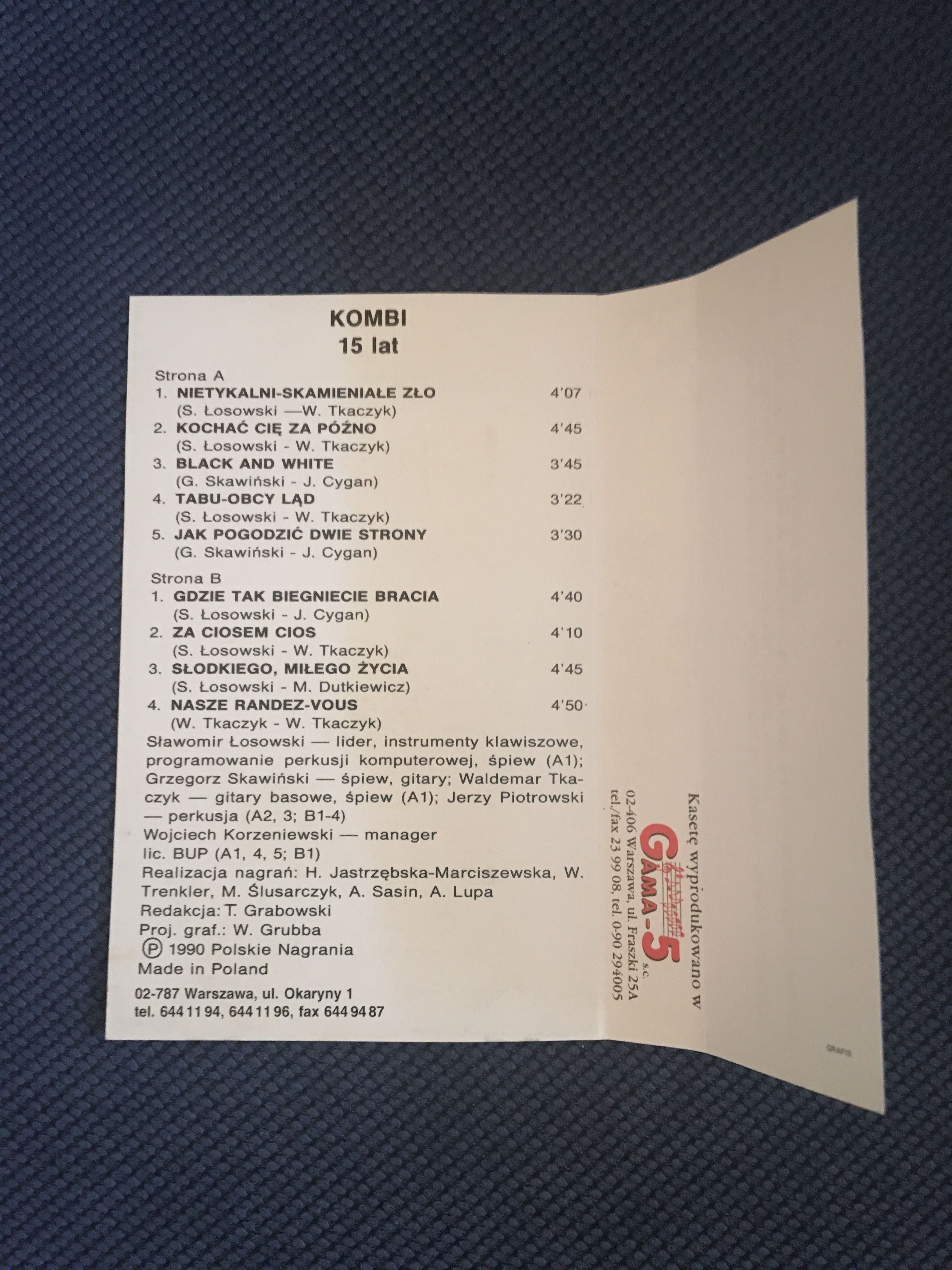 Kombi - 15 lat , kaseta magnetofonowa