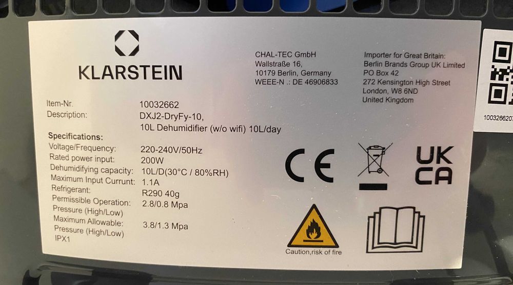 Осушувач повітря KLARSTEIN DryFy 10 л/добу Німеччина (10032662)