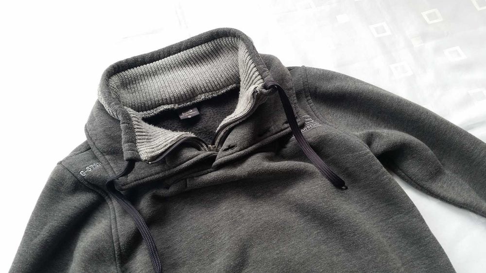 G Star Raw szara bluza polar golf kangurka
