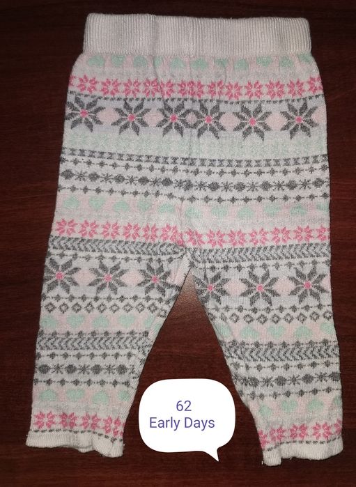 Ciepłe spodnie, grube legginsy sweterkowe Early Days 62 68 zimowe