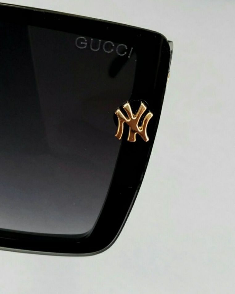Gucci модные женские очки от солнца черные с градиентом золотой лого