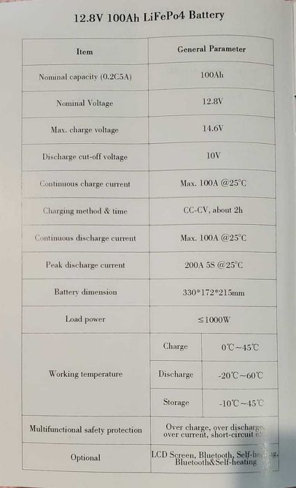 Акумулятор літій-залізо-фосфатний LiFePO4 100Ah 12.8V ДБЖ 12в 100Агод