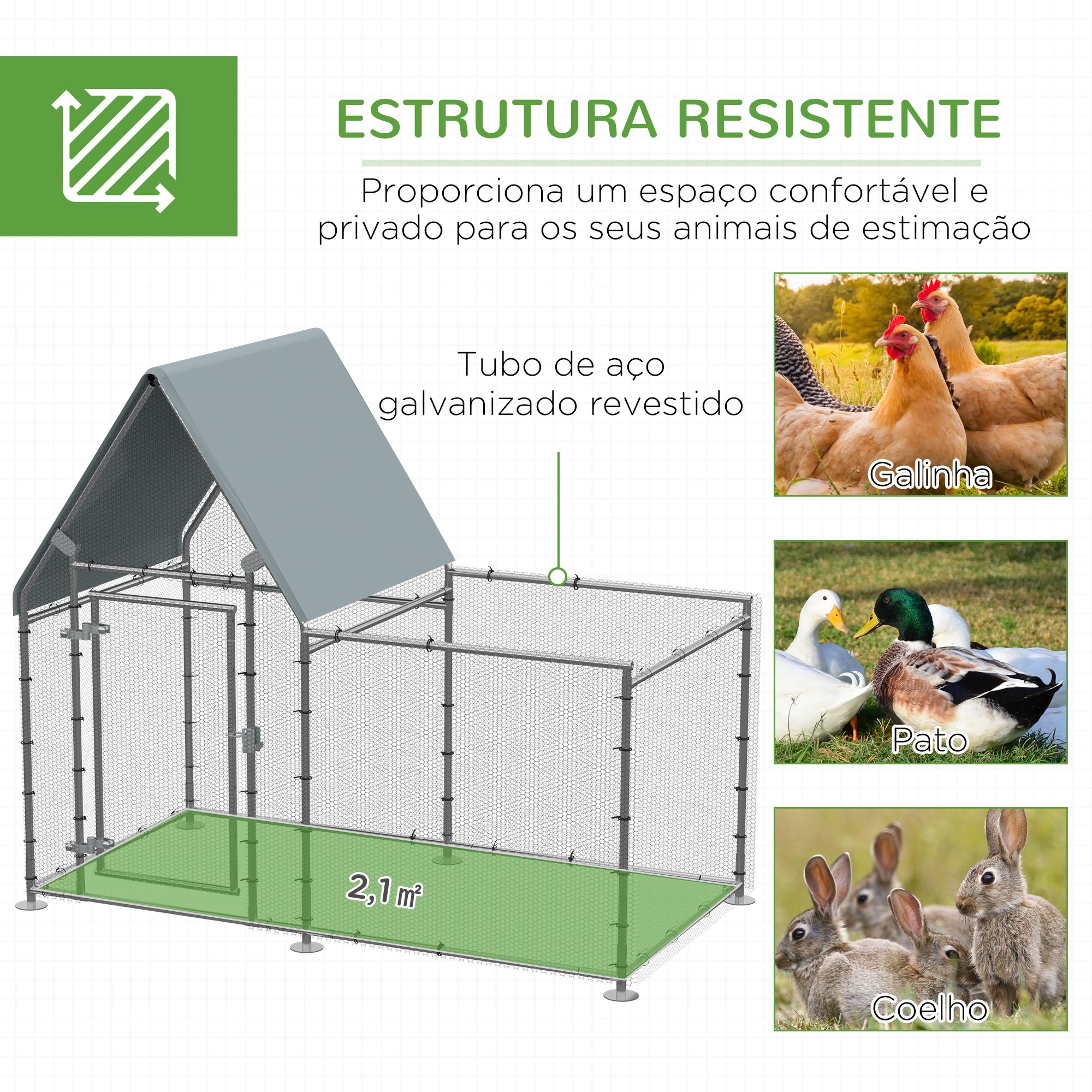 Galinheiro de Exterior Grande 200x105x172cm