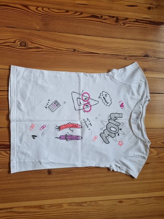 Biała koszulka T-shirt 158 CoolClub bluzka