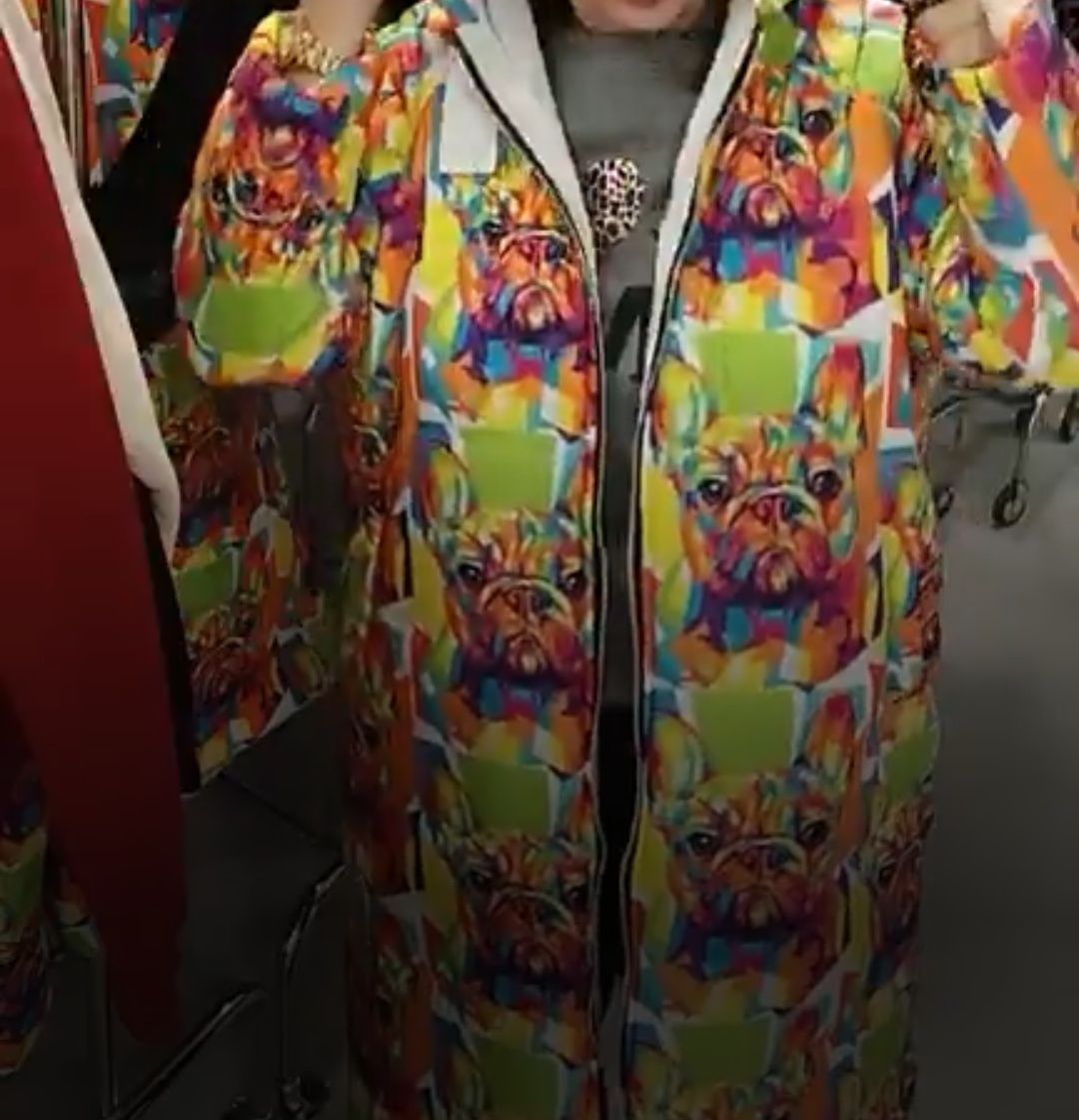 Długi damski płaszcz w buldogi Jaskolska buldok l xl xxl