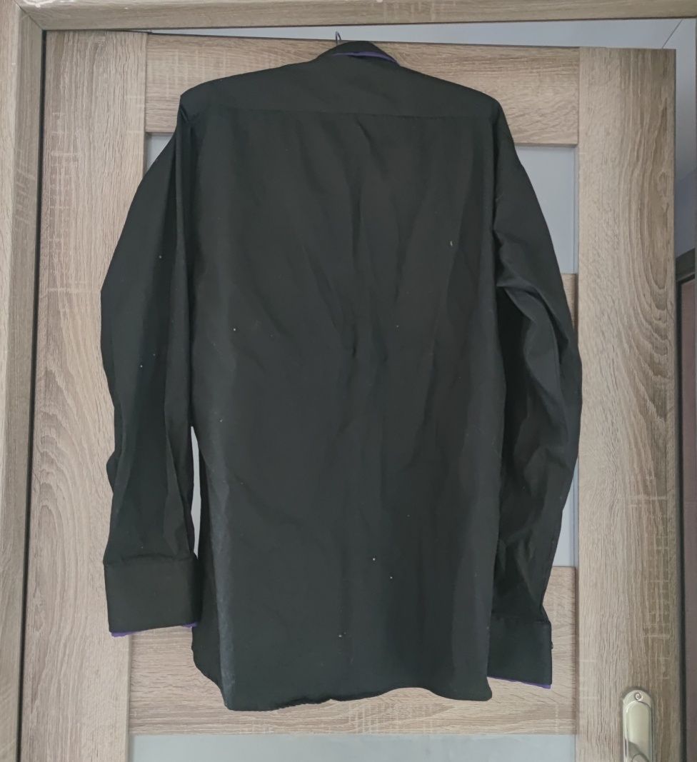 Koszula męska czarna fioletowe wstawki Lyon Becker r. XL