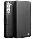 QIALINO Eleganckie Matowe Skórzane Etui do Samsung Galaxy S22+ czarne
