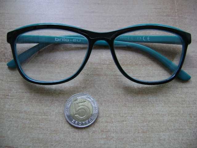 Starocie z PRL Okulary damskie korekcyjne +2,5 dioptrii rozstaw 13,5cm