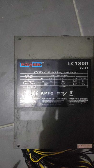 Fonte alimentação LC Power 1800w