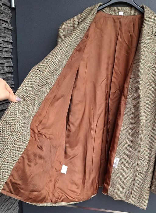 Brązowa marynarka brązowy żakiet blazer XXL 44 Belmode w kratę