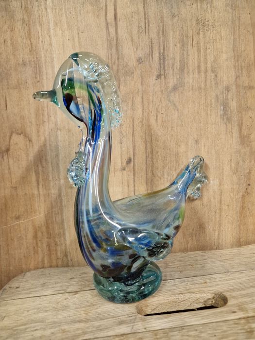 Szklana figurka kolorowe szkło Ząbkowice Koguta PRL