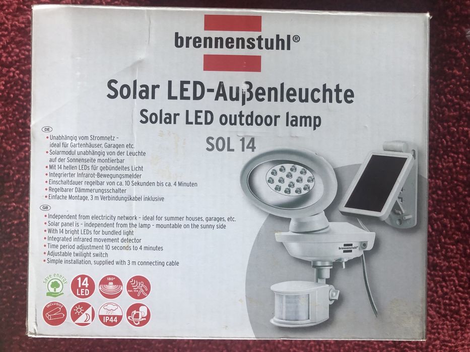 Solarna lampa zewnętrzna LED Brennenstuhl SOL 14 z czyjnikiem ruchu