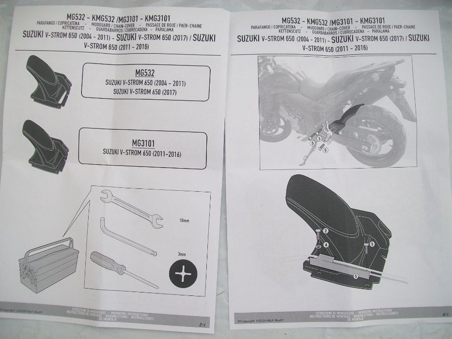 MG532 DL650 V-STROM (04>11) i (17>22) GIVI błotnik tylny SUZUKI