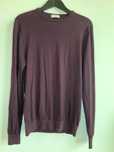 Tiger of Sweden sweter męski 100% wełna merino bakłażan cienki L