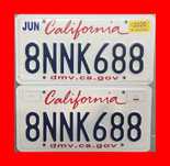 PARA Tablic rejestracyjnych KALIFORNIA CALIFORNIA USA 2 SZT oryginał !