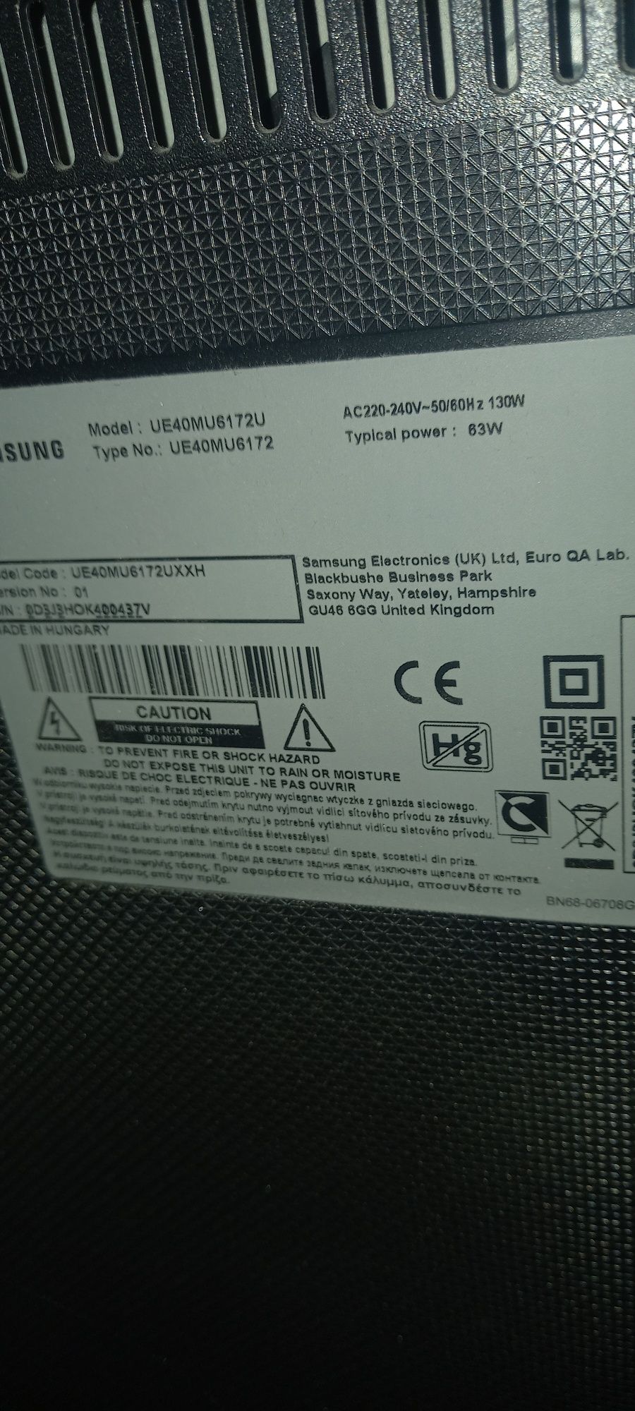 Samsung UE40MU6172U на запчастини