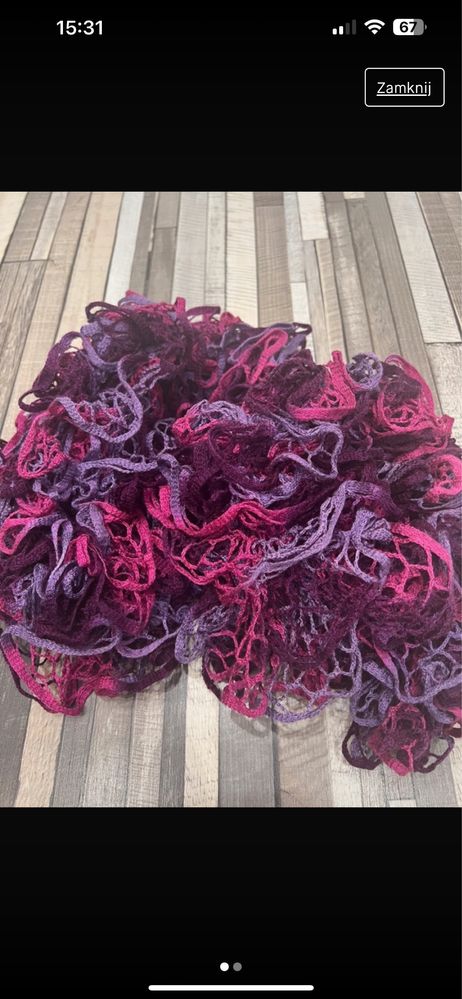 Fioletowo-różowa Chustka szalik robiony ręcznie handmade