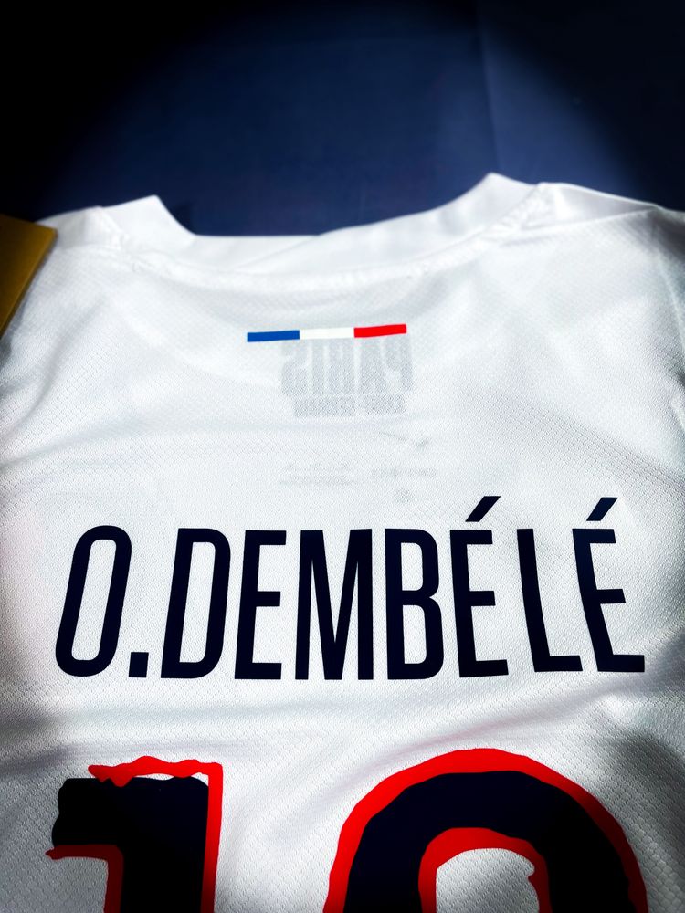 Dembele PSG Champions League «Nike» Biała Męska Sportowa T-shirt / M