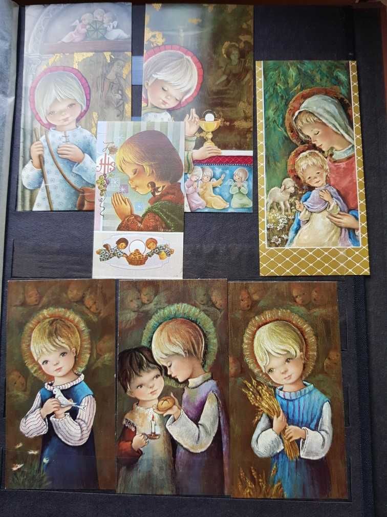 Kolekcja religijnych obrazków z czasów PRL