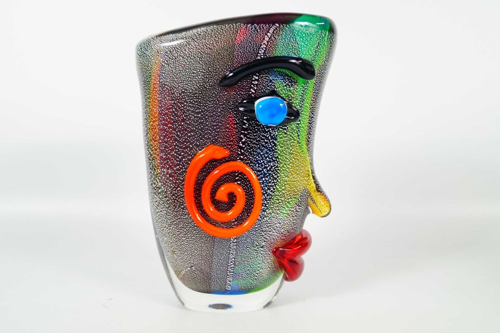 Szklany wazon MURANO Style twarz piękne kolory