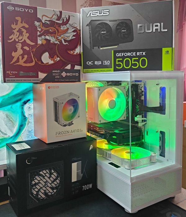 Новий Ігровий Комп'ютер RTX5050 R5 3500X ОЗУ 32 M2 Системний блок ARGB