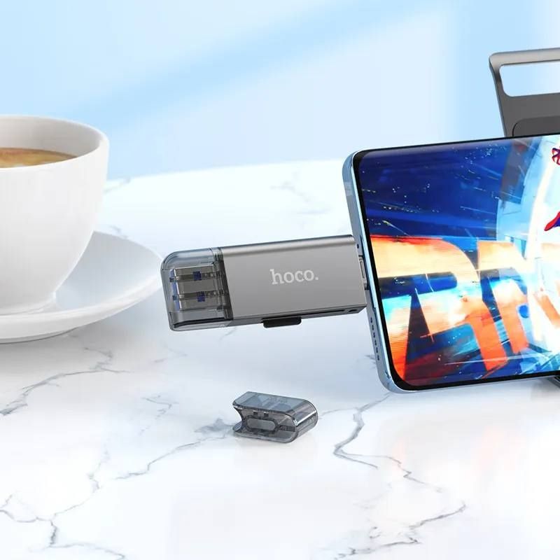 USB картрідер OTG перехідник Hoco  HB39 для карт пам'яті TF, SD, micro