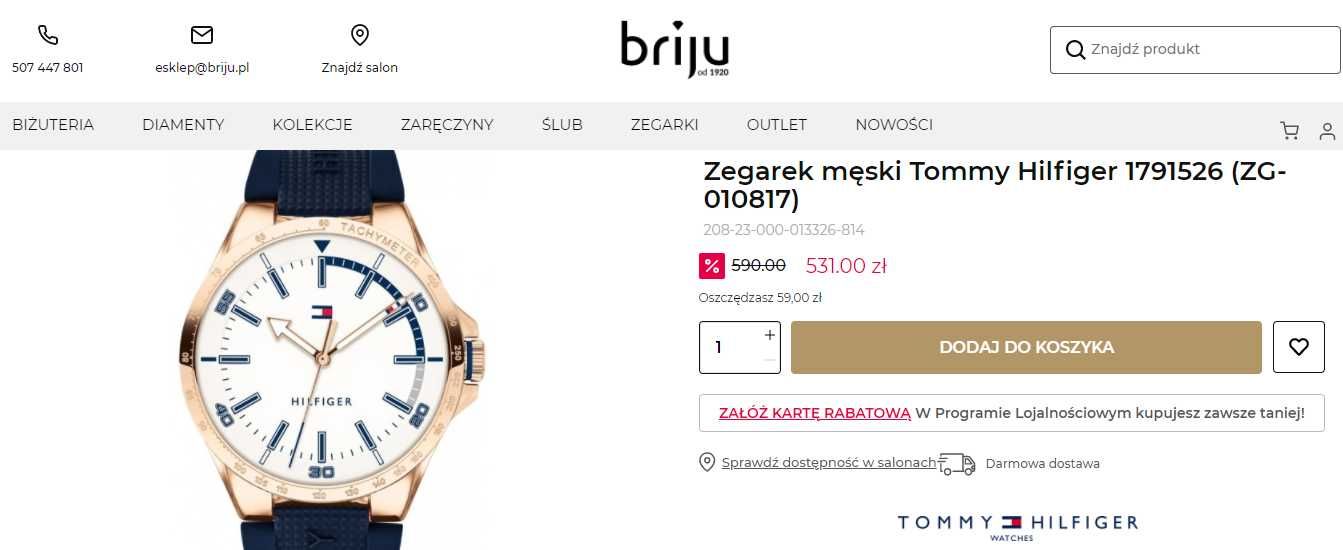 Zegarek męski TOMMY HILFIGER (stan idealny) - złoty, granatowy, biały