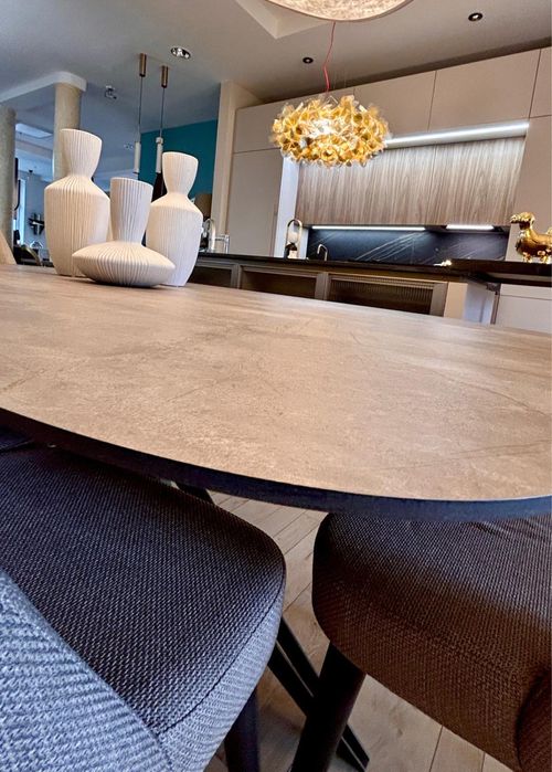 Okazja -45% Stół HPL GOLD MARBLE 200x120 + krzesła, nowe, fv23%